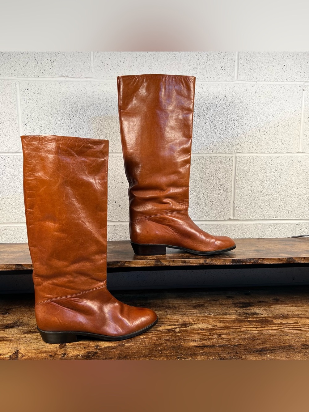 Peter Kaiser Boots Tall Brown Leather Low Heel women's 9.5